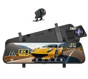 4K Mirror Dash Cam Front and Rear, 10'' Touch Screen Rear Digital View 1080P Rear Mirror Camera for Cars, 170° Night Vision, WDR, 24H Parking Monitoring/Rerverse Assist/Voice Control/G Sensor 4K Mirror Dash Cam Front and Rear, 10'' Touch Screen Rear Digital View 1080P Rear Mirror Camera for Cars, 170° Night Vision, WDR, 24H Parking Monitoring/Rerverse Assist/Voice Control/G Sensor