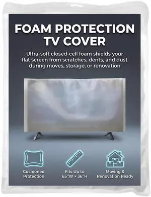 Foam Flat Screen TV Cover Fits Up to 65''W x 36''H, Flat Screen TV Protection During House Moving, Storing, or Home Renovation (1 PACK) Foam Flat Screen TV Cover Fits Up to 65''W x 36''H, Flat Screen TV Protection During House Moving, Storing, or Home Renovation (1 PACK)