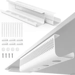 Cable Management Under Desk 26PCS - Cable Management Tray Kit Ventilated Hexagonal Design with Cable Clips, Wire Ties, Cord Holder & Screws for Office, Home - 2 White Sets Cable Management Under Desk 26PCS - Cable Management Tray Kit Ventilated Hexagonal Design with Cable Clips, Wire Ties, Cord Holder & Screws for Office, Home - 2 White Sets