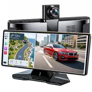 10.26" Wireless CarPlay Screen for Car, Apple CarPlay & Android Auto Screen, Portable Car Stereo with 4K Front Dash Cam & 1080P Backup Camera, Bluetooth, Voice Control, GPS Navigation, Mirror Link 10.26" Wireless CarPlay Screen for Car, Apple CarPlay & Android Auto Screen, Portable Car Stereo with 4K Front Dash Cam & 1080P Backup Camera, Bluetooth, Voice Control, GPS Navigation, Mirror Link
