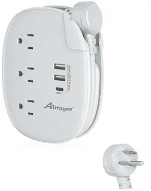 USB C Portable Travel Power Strip,3ft Wrapped Extension Cord,3.1A | 3 Outlets,3 USB Ports,3ft Wrapped Around Extension Cord,Fast Charge,Flat Plug, Outlet Extender,For Cruise Travel Home Office USB C Portable Travel Power Strip,3ft Wrapped Extension Cord,3.1A | 3 Outlets,3 USB Ports,3ft Wrapped Around Extension Cord,Fast Charge,Flat Plug, Outlet Extender,For Cruise Travel Home Office