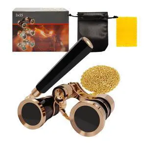 3X25 Opera Glasses Theater Binoculars with Handle and Chain, Black | Elegant Portable Vintage Style Binoculars for Concerts, Theater, Opera, Cinema and Costume Events 3X25 Opera Glasses Theater Binoculars with Handle and Chain, Black | Elegant Portable Vintage Style Binoculars for Concerts, Theater, Opera, Cinema and Costume Events