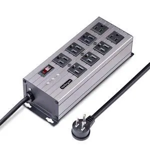 StarTech Flat Plug 8-Outlet Heavy Duty Industrial Power Strip, TAA | 125V/15A with Surge Protector, 12ft/3.6m Extension Power Cord, Mountable PDU, EMI/RFI Isolation, NEMA 5-15P/R StarTech Flat Plug 8-Outlet Heavy Duty Industrial Power Strip, TAA | 125V/15A with Surge Protector, 12ft/3.6m Extension Power Cord, Mountable PDU, EMI/RFI Isolation, NEMA 5-15P/R