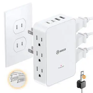 2 Prong to 3 Prong Outlet Adapter, 3 Sided 6 Outlet, PD 20W USB C | Double Polarized Plug for Non Grounded Older House,1875W 2 Prong Power Strip with 4 Cable Clips,Multi Plug with 4 USB Ports 2 Prong to 3 Prong Outlet Adapter, 3 Sided 6 Outlet, PD 20W USB C | Double Polarized Plug for Non Grounded Older House,1875W 2 Prong Power Strip with 4 Cable Clips,Multi Plug with 4 USB Ports