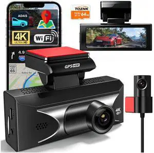 4K Dash Cam Front and Rear, 2.5K Rear, ADAS, 5.8GHz Wi-Fi, 64GB Card | 20MB/s Download Speed, WDR Night Vision, Loop Recording, APP, GPS, Built-in Supercapacitor, 3" IPS, 24H Parking Mode 4K Dash Cam Front and Rear, 2.5K Rear, ADAS, 5.8GHz Wi-Fi, 64GB Card | 20MB/s Download Speed, WDR Night Vision, Loop Recording, APP, GPS, Built-in Supercapacitor, 3" IPS, 24H Parking Mode