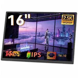 Portable Gaming Monitor, 16-inch, 2.5K QHD, 144Hz | Travel Monitor with Built-in Speakers, Compatible with Laptops, Computers, Switch, Xbox, PS5, and PS4 Portable Gaming Monitor, 16-inch, 2.5K QHD, 144Hz | Travel Monitor with Built-in Speakers, Compatible with Laptops, Computers, Switch, Xbox, PS5, and PS4