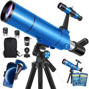 Telescope for Adults & Kids, 80mm Aperture 500mm (20X-150X) | Portable Refractor Telescopes, for Astronomy Beginners, with Tripod Phone Adapter, Stickers, Backpack, Travel and Stargazing Telescope for Adults & Kids, 80mm Aperture 500mm (20X-150X) | Portable Refractor Telescopes, for Astronomy Beginners, with Tripod Phone Adapter, Stickers, Backpack, Travel and Stargazing
