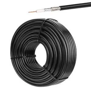 RG6 Dual Shield Cable 100FT, 18 AWG 75 Ohm Bare Copper Conductor RG6 Coaxial Cable (100 feet, Black) RG6 Dual Shield Cable 100FT, 18 AWG 75 Ohm Bare Copper Conductor RG6 Coaxial Cable (100 feet, Black)