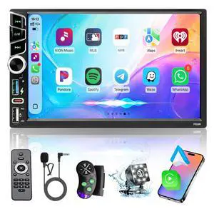 7" Double Din Car Stereo,Wireless Apple CarPlay Android Auto GPS Navigation | FM AM Car Radio with Backup Camera,Audio Receiver,Subwoofer Ports,Bluetooth 5.2,Type-C/USB Fast Charging,180W Outputs,Knob 7" Double Din Car Stereo,Wireless Apple CarPlay Android Auto GPS Navigation | FM AM Car Radio with Backup Camera,Audio Receiver,Subwoofer Ports,Bluetooth 5.2,Type-C/USB Fast Charging,180W Outputs,Knob