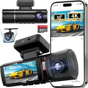3 Channel 4K WiFi Dash Cam, 4K+1080P+1080P Front Inside and Rear, Triple Dash Camera with 32GB Card, APP Control, G-Sensor, 24 Hours Parking Mode, Loop Recording, Night Vision 3 Channel 4K WiFi Dash Cam, 4K+1080P+1080P Front Inside and Rear, Triple Dash Camera with 32GB Card, APP Control, G-Sensor, 24 Hours Parking Mode, Loop Recording, Night Vision