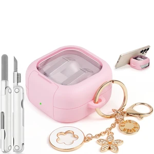 for Samsung Galaxy Buds 4 Pro Case/Buds 4 Case (2026) Cute Keychain, Pink Secure Lock Galaxy Buds4 Pro Case with Phone Stand & Cleaner Kit, Clear TPU Cover Accessories for Women Girls for Samsung Galaxy Buds 4 Pro Case/Buds 4 Case (2026) Cute Keychain, Pink Secure Lock Galaxy Buds4 Pro Case with Phone Stand & Cleaner Kit, Clear TPU Cover Accessories for Women Girls