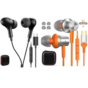2 Pack USB C Headphone for Samsung S25 FE S24 A16 A17 Wired Earbuds Magnetic in-Ear Type C Earphone with Microphone Volume Control Bass Stereo Noise Canceling for iPhone 17 Pro Max Air 16 16e 15 Pixel 2 Pack USB C Headphone for Samsung S25 FE S24 A16 A17 Wired Earbuds Magnetic in-Ear Type C Earphone with Microphone Volume Control Bass Stereo Noise Canceling for iPhone 17 Pro Max Air 16 16e 15 Pixel