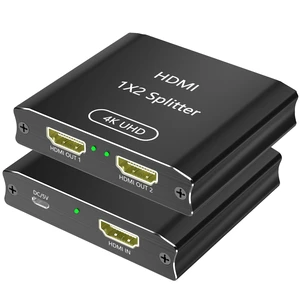 HDMI Splitter 1 in 2 Out, 4K@30Hz, Dual Monitors, Aluminum HDMI Splitter Supports 3D & Full HD 1080P, HDTV Suitable for PS4/TV/projector/monitor HDMI Splitter 1 in 2 Out, 4K@30Hz, Dual Monitors, Aluminum HDMI Splitter Supports 3D & Full HD 1080P, HDTV Suitable for PS4/TV/projector/monitor