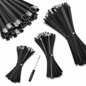 Metal Zip Ties Black 300pcs Stainless Steel Zip Ties with Release Tool 300PCS (100×7.8/11.8/15.8") Cable Ties Metal Zip Ties Heavy Duty for Outdoor Use, Stainless Steel Epoxy Coated Metal Zip Ties Black 300pcs Stainless Steel Zip Ties with Release Tool 300PCS (100×7.8/11.8/15.8") Cable Ties Metal Zip Ties Heavy Duty for Outdoor Use, Stainless Steel Epoxy Coated