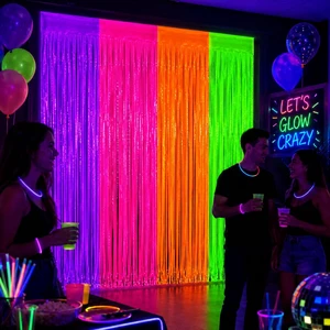 4 Pack Glow in The Dark Curtains Party Supplies 6.6 x 3.3 Ft Glow Tinsel Foil Fringe Curtains Colorful Patchwork Streamer Backdrop for Birthday Neon Party Halloween Decor (4, Green/Orange/Pink/Purple) 4 Pack Glow in The Dark Curtains Party Supplies 6.6 x 3.3 Ft Glow Tinsel Foil Fringe Curtains Colorful Patchwork Streamer Backdrop for Birthday Neon Party Halloween Decor (4, Green/Orange/Pink/Purple)