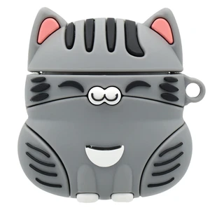 for AirPods 1/2 Case, Cute 3D Ginger Cat Silicone Shockproof Cover with Carabiner Compatible with AirPods 1/2 Gen (Gray) for AirPods 1/2 Case, Cute 3D Ginger Cat Silicone Shockproof Cover with Carabiner Compatible with AirPods 1/2 Gen (Gray)