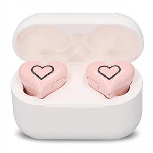 Heart Shaped Earbuds, Cute Stylish HiFi Stereo Bluetooth Headphones with Charging Case and Color Gradient Light, Noise Canceling Cordless Earphone, Gifts for Girls (Rose) Heart Shaped Earbuds, Cute Stylish HiFi Stereo Bluetooth Headphones with Charging Case and Color Gradient Light, Noise Canceling Cordless Earphone, Gifts for Girls (Rose)