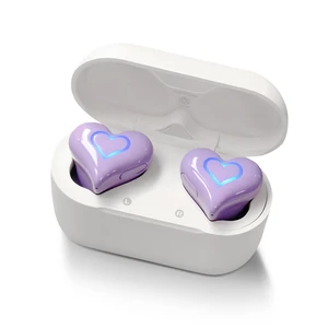 Heart Shaped Earbuds, Cute Stylish HiFi Stereo Bluetooth Headphones with Charging Case and Color Gradient Light, Noise Canceling Cordless Earphone, Gifts for Girls (Violet) Heart Shaped Earbuds, Cute Stylish HiFi Stereo Bluetooth Headphones with Charging Case and Color Gradient Light, Noise Canceling Cordless Earphone, Gifts for Girls (Violet)