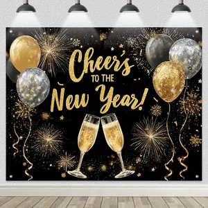 Cheers to The Chinese New Year Backdrop 8x6ft Gold Black Champagne Photography Background Glitter Balloons Fireworks Banner for Lunar New Year Eve Party Holiday Celebration Decoration Cheers to The Chinese New Year Backdrop 8x6ft Gold Black Champagne Photography Background Glitter Balloons Fireworks Banner for Lunar New Year Eve Party Holiday Celebration Decoration