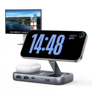 Selore USB C Hub with Wireless Charging for MacBook: 4K@60Hz HDMI, 100W PD, 15W Qi2 + 5W Wireless, 10Gbps Ports, iPhone Mirroring Docking Station & Magsafe Stand, Space-Saving Desk Organizer Selore USB C Hub with Wireless Charging for MacBook: 4K@60Hz HDMI, 100W PD, 15W Qi2 + 5W Wireless, 10Gbps Ports, iPhone Mirroring Docking Station & Magsafe Stand, Space-Saving Desk Organizer