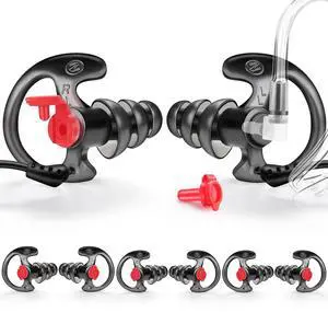 Triple Flanged Earpiece, Comfortable Silicone Earmould Earbud Earplug - Black, Medium, Pair of 4 Triple Flanged Earpiece, Comfortable Silicone Earmould Earbud Earplug - Black, Medium, Pair of 4
