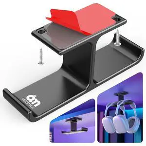 All Aluminum Headphone Stand Under Desk, Dual Headset Holder Hanger with Industrial-Strength Adhesive & Screw Mount, Gaming Desk Accessories, Under Table Earphone Hook for PC Headsets, Bags, Black All Aluminum Headphone Stand Under Desk, Dual Headset Holder Hanger with Industrial-Strength Adhesive & Screw Mount, Gaming Desk Accessories, Under Table Earphone Hook for PC Headsets, Bags, Black