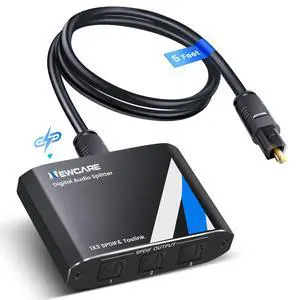 Digital Optical Splitter 1 in 3 Out,SPDIF Toslink Optical Audio Cable Splitter 1x3 Support LPCM2.0 Doldy Digital & DTS 5.1 for Xbox,PS4,PS5,DVD,TV Box,Home Theatre, Receiver,Sound Bar | Split 1 Optica Digital Optical Splitter 1 in 3 Out,SPDIF Toslink Optical Audio Cable Splitter 1x3 Support LPCM2.0 Doldy Digital & DTS 5.1 for Xbox,PS4,PS5,DVD,TV Box,Home Theatre, Receiver,Sound Bar | Split 1 Optica