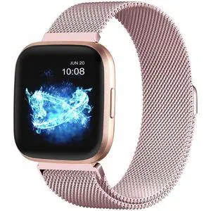 Compatible with Fitbit Versa and Versa 2 Bands for Women Men, Rose Gold Stainless Steel Metal Mesh Magnetic Band Bracelet Strap Replacement for Fitbit Versa/Versa Lite SE, Large Compatible with Fitbit Versa and Versa 2 Bands for Women Men, Rose Gold Stainless Steel Metal Mesh Magnetic Band Bracelet Strap Replacement for Fitbit Versa/Versa Lite SE, Large