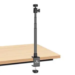 Adjustable Desk Camera Mount & Webcam Stand 10.8"-31.1" | 1/4" Screw, C-Clamp Base, Overhead Tripod, Compatible with DSLR Logitech Obsbot insta360 Anker and Others Adjustable Desk Camera Mount & Webcam Stand 10.8"-31.1" | 1/4" Screw, C-Clamp Base, Overhead Tripod, Compatible with DSLR Logitech Obsbot insta360 Anker and Others