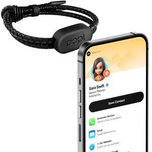 Authentic Patented Bracelet (Avoid Fake Knockoffs) - Smart NFC Networking Card - Simply Tap to Exchange Contact Info, Capture Leads, & Manage Contacts (Black Rope Style) Authentic Patented Bracelet (Avoid Fake Knockoffs) - Smart NFC Networking Card - Simply Tap to Exchange Contact Info, Capture Leads, & Manage Contacts (Black Rope Style)