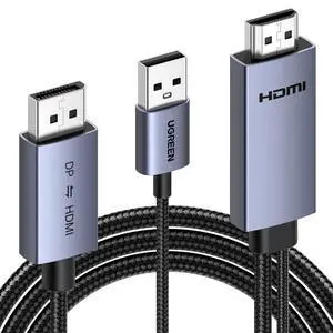 4K@60Hz 4K@30Hz Bidirectional HDMI to Displayport Cable Cable, 6.6FT | USB Powered, Male to Male, DP 1.2 to HDMI 1.4 HDCP 2.2 Compatible with Laptops, PC, Switch 2 PS5 Xbox AMD NVIDIA Monitor 4K@60Hz 4K@30Hz Bidirectional HDMI to Displayport Cable Cable, 6.6FT | USB Powered, Male to Male, DP 1.2 to HDMI 1.4 HDCP 2.2 Compatible with Laptops, PC, Switch 2 PS5 Xbox AMD NVIDIA Monitor