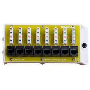 Legrand - OnQ Cat 6 Network Interface Module - Compatible with All OnQ Enclosures - 8-Port Ethernet Connectivity for Home Networks, UL Listed (AC1068) Legrand - OnQ Cat 6 Network Interface Module - Compatible with All OnQ Enclosures - 8-Port Ethernet Connectivity for Home Networks, UL Listed (AC1068)