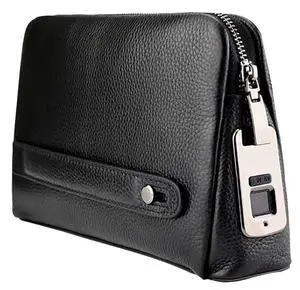 Fingerprint Lock Leather Handbag,Anti Theft Waterproof Genuine Leather Clutch Bag Wallet for Man Woman (Black) Fingerprint Lock Leather Handbag,Anti Theft Waterproof Genuine Leather Clutch Bag Wallet for Man Woman (Black)