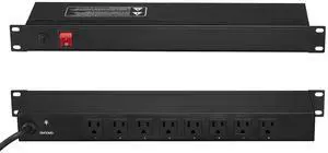 8 Outlet Horizontal 1U Rack Mount PDU Power Strip for Network Server Racks, Surge Protection & Overload Protection, 110-125V/15A, with 6ft 14AWG Power Cord 8 Outlet Horizontal 1U Rack Mount PDU Power Strip for Network Server Racks, Surge Protection & Overload Protection, 110-125V/15A, with 6ft 14AWG Power Cord