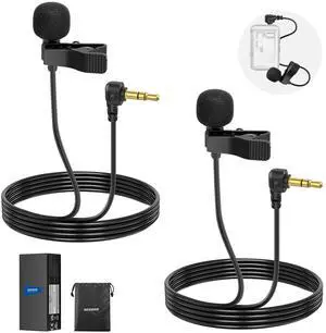 Mini Lavalier Microphone (2 Pack), 6.6ft/2m Clip On Wired Condenser Lapel Mic with 3.5mm TRS Plug, Compatible with DJI Mic 2, Rode Wireless Go II, CM28 CM31 Camera, LM5 | Wired, Condenser, 3.5mm TRS P Mini Lavalier Microphone (2 Pack), 6.6ft/2m Clip On Wired Condenser Lapel Mic with 3.5mm TRS Plug, Compatible with DJI Mic 2, Rode Wireless Go II, CM28 CM31 Camera, LM5 | Wired, Condenser, 3.5mm TRS P