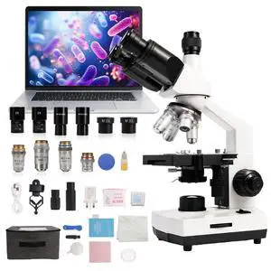 SW320T Trinocular Microscope w/ 2MP Camera, Carrying Case,Pro Bundle | Metal Build for Adults Students.Real-time PC imaging with Slides,Phone Adapter & Microscope Kit.Precision Stage Control SW320T Trinocular Microscope w/ 2MP Camera, Carrying Case,Pro Bundle | Metal Build for Adults Students.Real-time PC imaging with Slides,Phone Adapter & Microscope Kit.Precision Stage Control