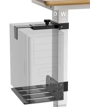 Under Desk PC Mount - No Drilling Heavy Duty 40lbs Capacity, Adjustable Height and Width Clamp-on Desk Leg PC Mount for Standing Desks (Fits 75mm×45mm Legs only), with Non-Slip Pads, Black Under Desk PC Mount - No Drilling Heavy Duty 40lbs Capacity, Adjustable Height and Width Clamp-on Desk Leg PC Mount for Standing Desks (Fits 75mm×45mm Legs only), with Non-Slip Pads, Black