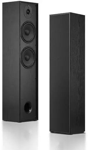 Floor Standing Tower Speakers Pair, Dual 6.5" Woofers, 120W, Black | 1" silk dome tweeter, passive hi-fi speakers, home theater use, MDF enclosure, deep bass response, for music & movies Floor Standing Tower Speakers Pair, Dual 6.5" Woofers, 120W, Black | 1" silk dome tweeter, passive hi-fi speakers, home theater use, MDF enclosure, deep bass response, for music & movies