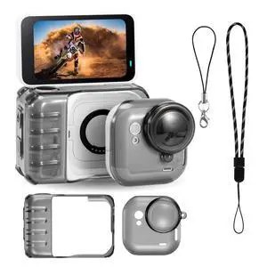 Protective Cover Carrying Case for Insta 360 Go Ultra Travel Accessories | Shockproof Anti-Scratch Washable TPU Transparent Cover Anti-Slip Dustproof Protection with Lens Cap & Lanyard Black Protective Cover Carrying Case for Insta 360 Go Ultra Travel Accessories | Shockproof Anti-Scratch Washable TPU Transparent Cover Anti-Slip Dustproof Protection with Lens Cap & Lanyard Black