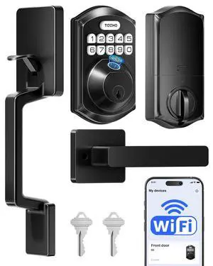 TE012W-H WiFi Fingerprint Door Locks for Front Door, Matte Black | APP Remote Unlock, 1 Second Fingerprint Unlock, Smart Codes Share, Real-time Notification, Auto-Lock, Work with Alexa Google TE012W-H WiFi Fingerprint Door Locks for Front Door, Matte Black | APP Remote Unlock, 1 Second Fingerprint Unlock, Smart Codes Share, Real-time Notification, Auto-Lock, Work with Alexa Google