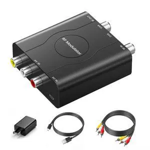 RF Modulator for TV, RCA to RF Coaxial Adapter with 3.3ft RCA Cable | Channel 3/4 Switch for VHS/VCR/DVD Players Game Consoles, Converts AV Composite Video to Analog NTSC (Dark Grey) RF Modulator for TV, RCA to RF Coaxial Adapter with 3.3ft RCA Cable | Channel 3/4 Switch for VHS/VCR/DVD Players Game Consoles, Converts AV Composite Video to Analog NTSC (Dark Grey)