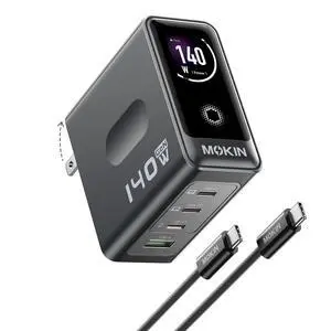 MacBook Charger, 140W USB C Charger Block, 4-Port GaN PD3.1 PPS, Fast Charging, Laptop Wall Charger Power Adapter, Touch Screen Smart Display for MacBook Pro/Air, iPhone iPad MacBook Charger, 140W USB C Charger Block, 4-Port GaN PD3.1 PPS, Fast Charging, Laptop Wall Charger Power Adapter, Touch Screen Smart Display for MacBook Pro/Air, iPhone iPad