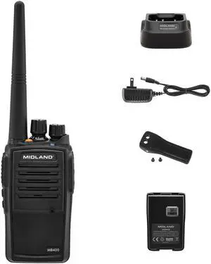 MB400 BizTalk IP67 Business Band Two-Way Radio, Black, 2 Pack | 16 Business Channels, 142 Privacy Codes, 4W of Power and Bi-Lingual Voice Announcements (English/Spanish) MB400 BizTalk IP67 Business Band Two-Way Radio, Black, 2 Pack | 16 Business Channels, 142 Privacy Codes, 4W of Power and Bi-Lingual Voice Announcements (English/Spanish)