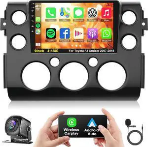 4+128G Android Car Stereo for Toyota FJ Cruiser 2007-2018 with Wireless Carplay&Android Auto, 9 Inch IPS Touchscreen FJ Cruiser Radio Support Bluetooth/GPS/WiFi/FM Radio/DSP/SWC/Backup Camera 4+128G Android Car Stereo for Toyota FJ Cruiser 2007-2018 with Wireless Carplay&Android Auto, 9 Inch IPS Touchscreen FJ Cruiser Radio Support Bluetooth/GPS/WiFi/FM Radio/DSP/SWC/Backup Camera