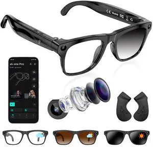 AI Smart Glasses with 4K Video Recording & 8MP Camera | Bluetooth 5.4 Open Ear Audio, Built-in AI Assistant & Real-Time Translation, Lightweight Smart Eyewear for Men Women AI Smart Glasses with 4K Video Recording & 8MP Camera | Bluetooth 5.4 Open Ear Audio, Built-in AI Assistant & Real-Time Translation, Lightweight Smart Eyewear for Men Women