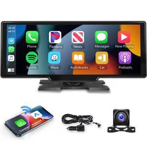 10.26" Wireless CarPlay Car Stereo with 1080P Backup Camera, Portable Car Radio with Wireless Android Auto, IPS Touchscreen, Voice Control, Bluetooth, CarPlay Navigation, AUX/FM 10.26" Wireless CarPlay Car Stereo with 1080P Backup Camera, Portable Car Radio with Wireless Android Auto, IPS Touchscreen, Voice Control, Bluetooth, CarPlay Navigation, AUX/FM