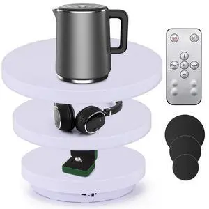 3 in 1 Motorized Rotating Display Stand, Rechargeable & Remote | 11.8/13.7/15.7inch 33lbs Photography Turntable, Ideal for E-Commerce & Live Streaming, 360° Videos, TikTok/Instagram 3 in 1 Motorized Rotating Display Stand, Rechargeable & Remote | 11.8/13.7/15.7inch 33lbs Photography Turntable, Ideal for E-Commerce & Live Streaming, 360° Videos, TikTok/Instagram