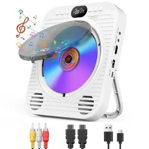Mini CD DVD Player for TV - Portable Bluetooth CD DVD Player with HDMI & AV Cables, Built-in Speakers, USB/AUX Playback, 1080P Upscaling, Wall-Mountable Compact Desktop Player for Home Mini CD DVD Player for TV - Portable Bluetooth CD DVD Player with HDMI & AV Cables, Built-in Speakers, USB/AUX Playback, 1080P Upscaling, Wall-Mountable Compact Desktop Player for Home