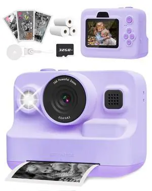 Instant Camera Toys for Age 3-12 Girls Boys Christmas Birthday Party Gift Ideas - 2.4 inch IPS Screen Kids Digital Camera with 1080P Video Recorder 32GB SD Card with 3 Paper Rolls Purple Instant Camera Toys for Age 3-12 Girls Boys Christmas Birthday Party Gift Ideas - 2.4 inch IPS Screen Kids Digital Camera with 1080P Video Recorder 32GB SD Card with 3 Paper Rolls Purple