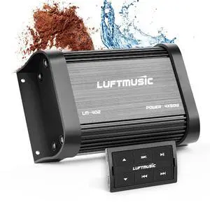 Bluetooth Marine Amplifier 4 Channel - Full Range Marine Amp - Waterproof Motorcycle Amplifier - Wireless Remote, Easy Installation - Compact Bluetooth Amp for Bike, Golf Cart, ATV Bluetooth Marine Amplifier 4 Channel - Full Range Marine Amp - Waterproof Motorcycle Amplifier - Wireless Remote, Easy Installation - Compact Bluetooth Amp for Bike, Golf Cart, ATV